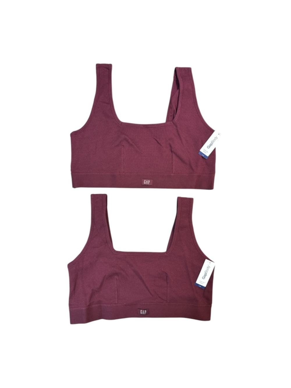 Lot of 2 - GAP BODY Cotton Rib Racerback Bralette Maroon Size Large